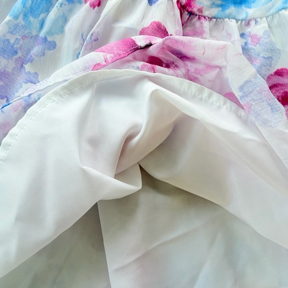 🔥PRICE DROP🔥Steve Madden Pink & Blue Floral Ruffle Tiered Mini Dress - Picture 5 of 14